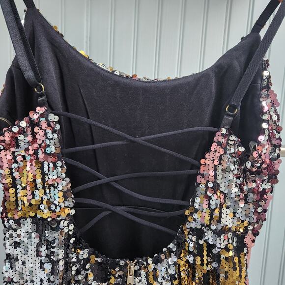 Shop17 Multicolored Strappy Sequin Scoop Tie Back Dress - Picture 4 of 9